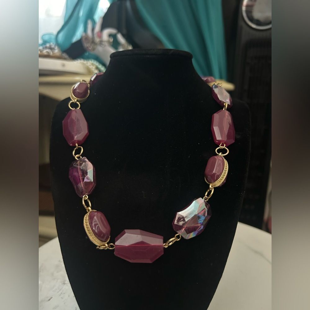 Purple and gold beaded necklace